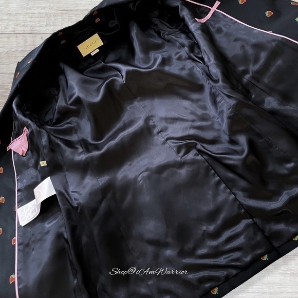 Gucci NWT strawberry print navy gold Fil Coupé blazer *Shop@iamwarrior - Picture 11 of 13
